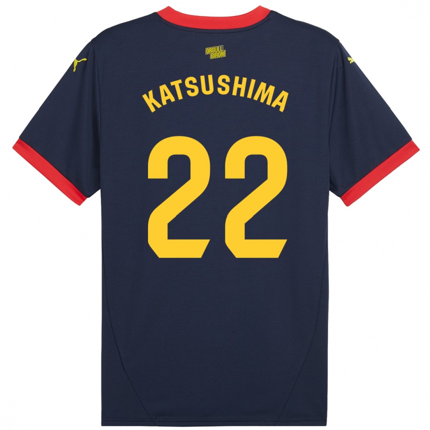 Gyermek Labdarúgás Shinnosuke Katsushima #22 Sötétvörös Idegenbeli Jersey 2024/25 Mez Póló Ing