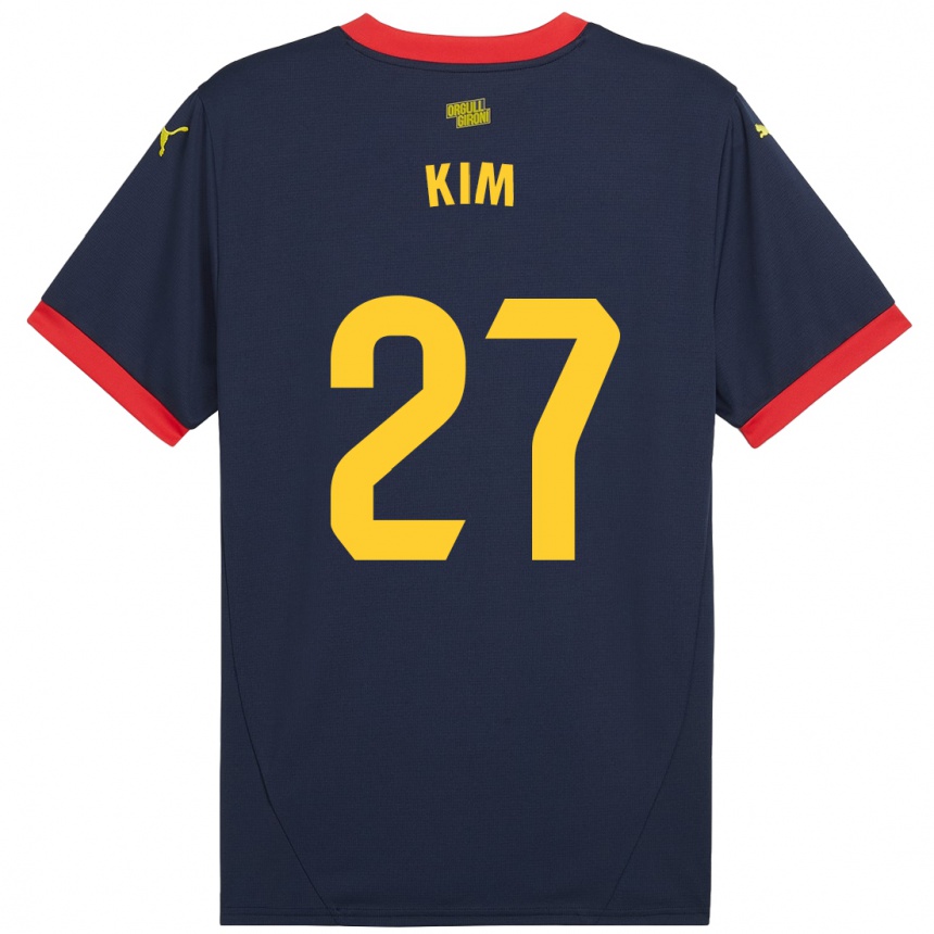 Gyermek Labdarúgás Min-Su Kim #27 Sötétvörös Idegenbeli Jersey 2024/25 Mez Póló Ing