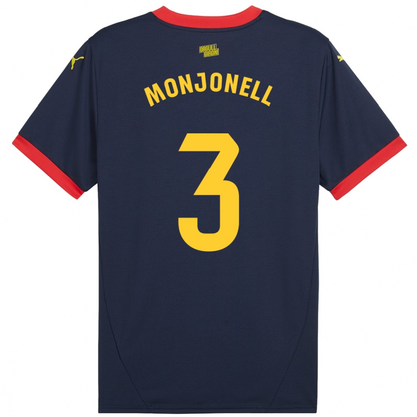 Gyermek Labdarúgás Eric Monjonell #3 Sötétvörös Idegenbeli Jersey 2024/25 Mez Póló Ing