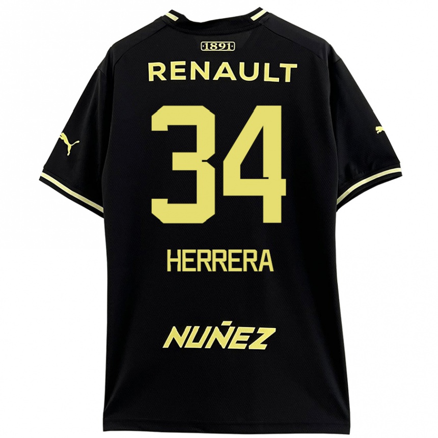 Gyermek Labdarúgás Nahuel Herrera #34 Fekete Sárga Idegenbeli Jersey 2024/25 Mez Póló Ing