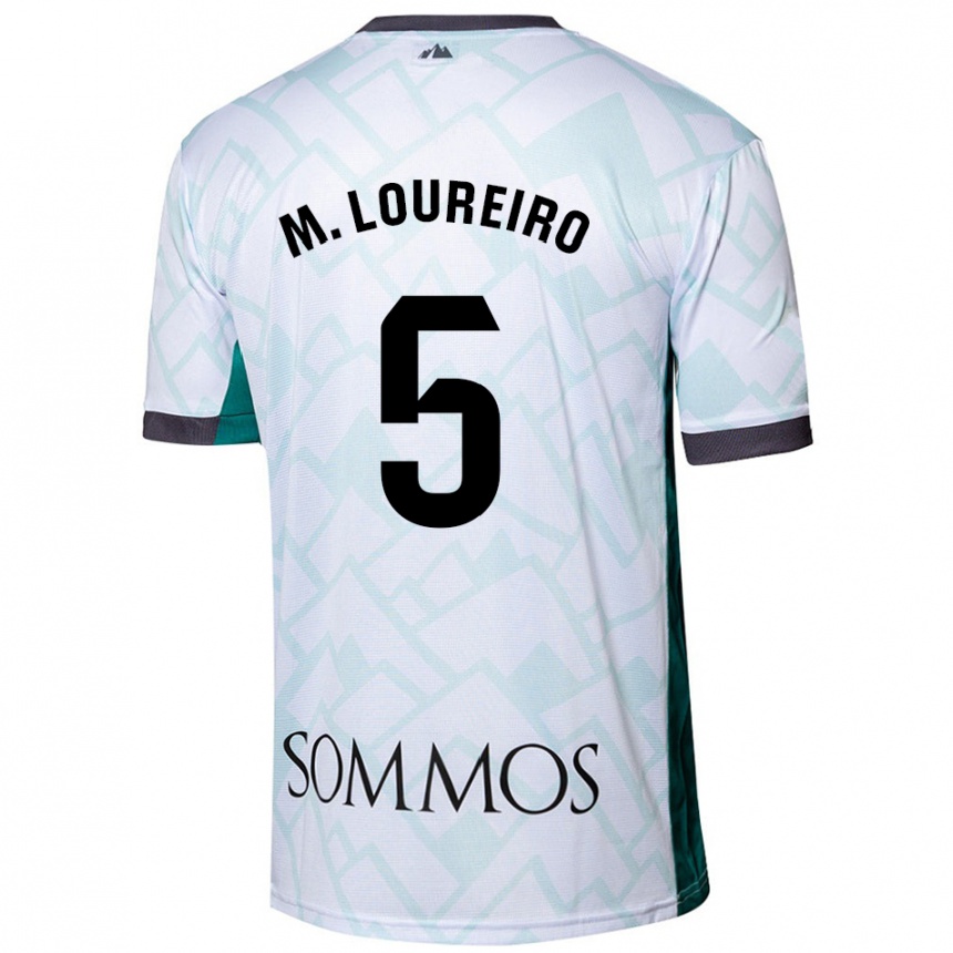 Gyermek Labdarúgás Miguel Loureiro #5 Fehér Zöld Idegenbeli Jersey 2024/25 Mez Póló Ing