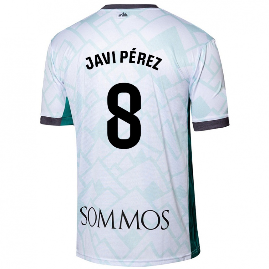 Gyermek Labdarúgás Javi Pérez #8 Fehér Zöld Idegenbeli Jersey 2024/25 Mez Póló Ing