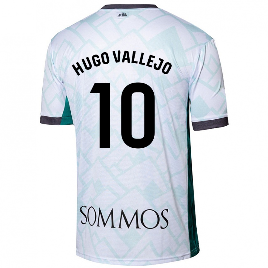 Gyermek Labdarúgás Hugo Vallejo #10 Fehér Zöld Idegenbeli Jersey 2024/25 Mez Póló Ing