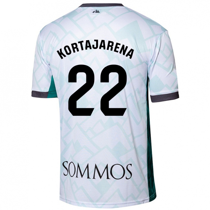 Gyermek Labdarúgás Iker Kortajarena #22 Fehér Zöld Idegenbeli Jersey 2024/25 Mez Póló Ing