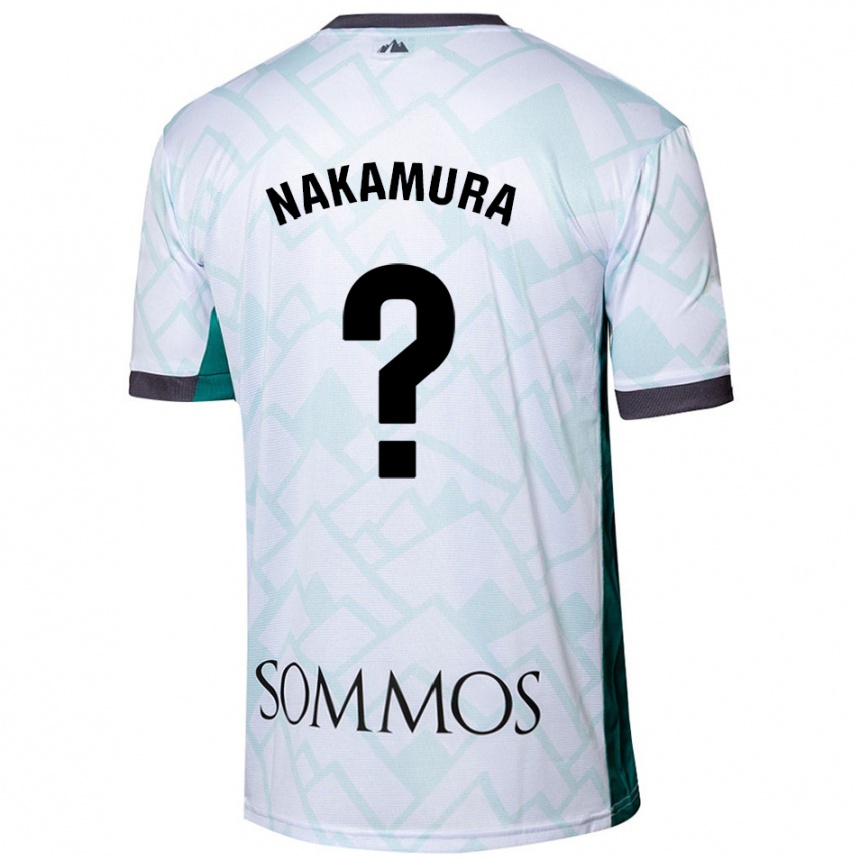 Gyermek Labdarúgás Togo Nakamura #0 Fehér Zöld Idegenbeli Jersey 2024/25 Mez Póló Ing