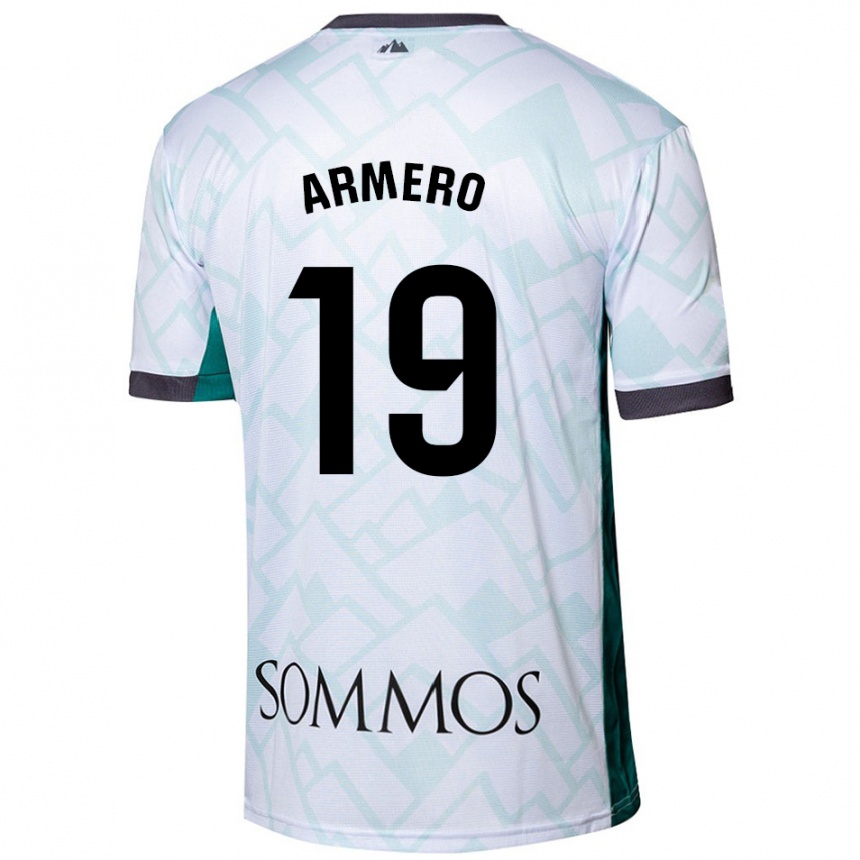 Gyermek Labdarúgás Sergi Armero #19 Fehér Zöld Idegenbeli Jersey 2024/25 Mez Póló Ing