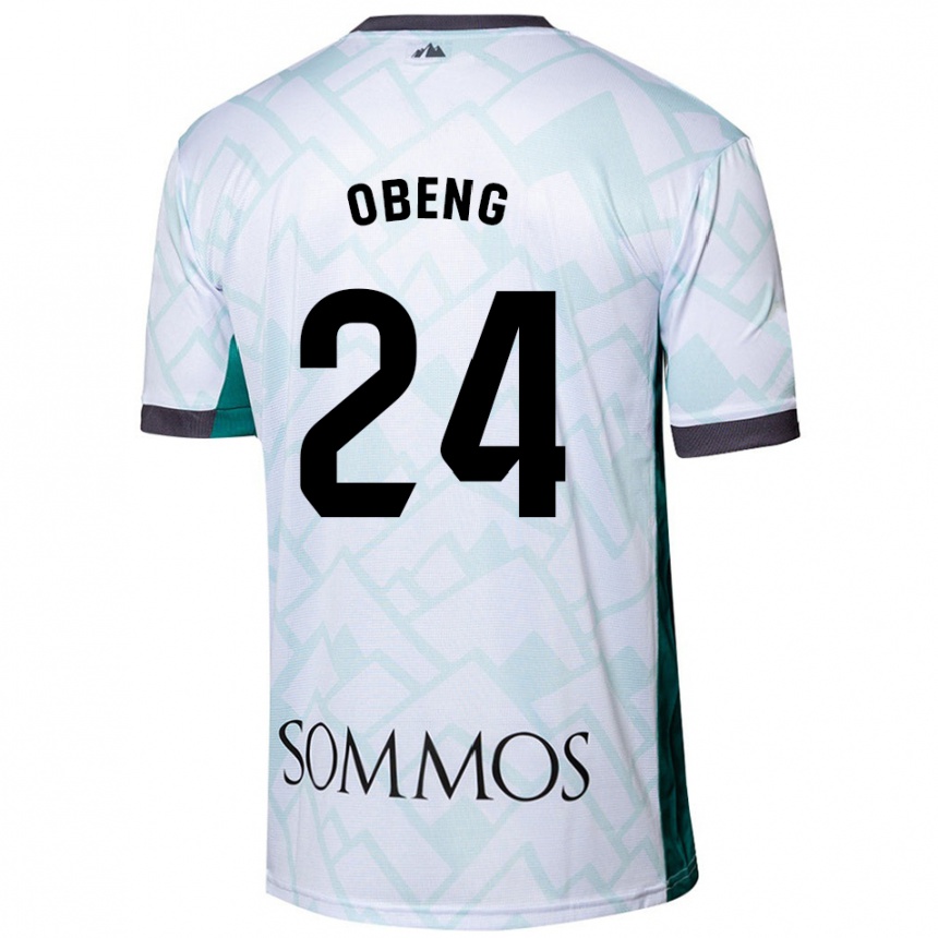 Gyermek Labdarúgás Samuel Obeng #24 Fehér Zöld Idegenbeli Jersey 2024/25 Mez Póló Ing