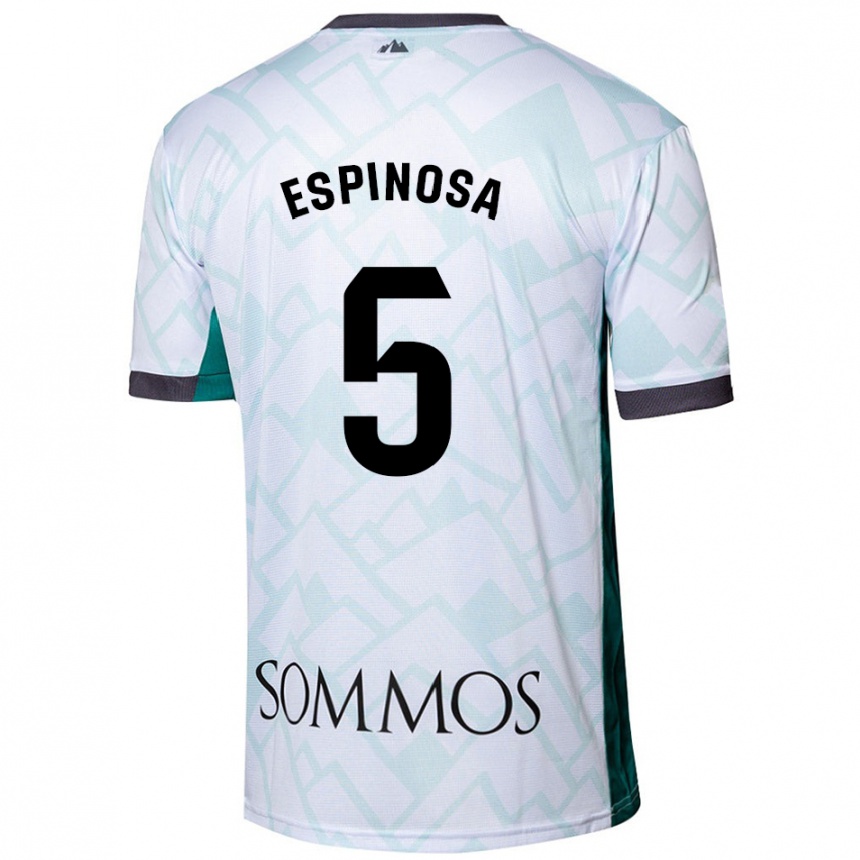 Gyermek Labdarúgás Diego Espinosa #5 Fehér Zöld Idegenbeli Jersey 2024/25 Mez Póló Ing