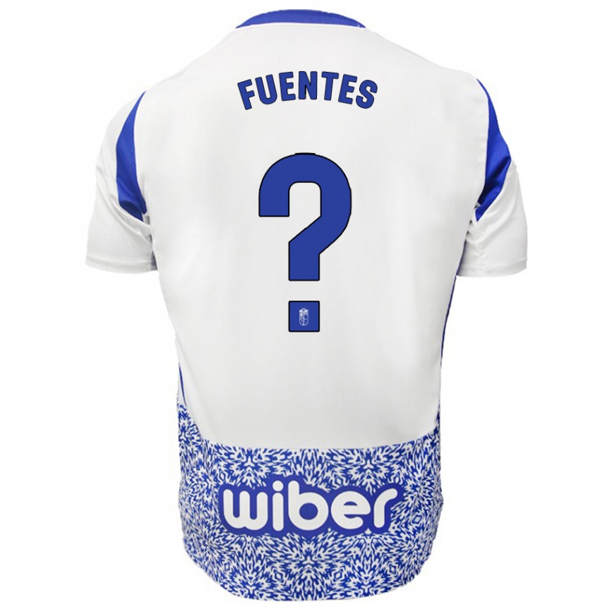 Gyermek Labdarúgás Alejandro Fuentes #0 Fehér Kék Idegenbeli Jersey 2024/25 Mez Póló Ing