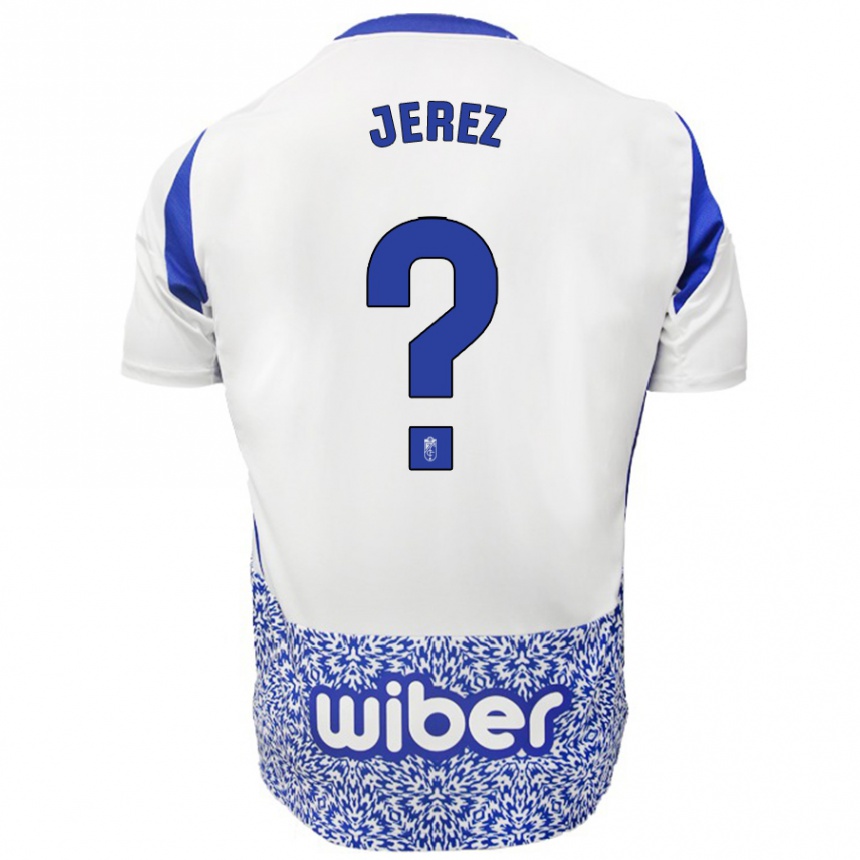 Gyermek Labdarúgás Adrián Jerez #0 Fehér Kék Idegenbeli Jersey 2024/25 Mez Póló Ing