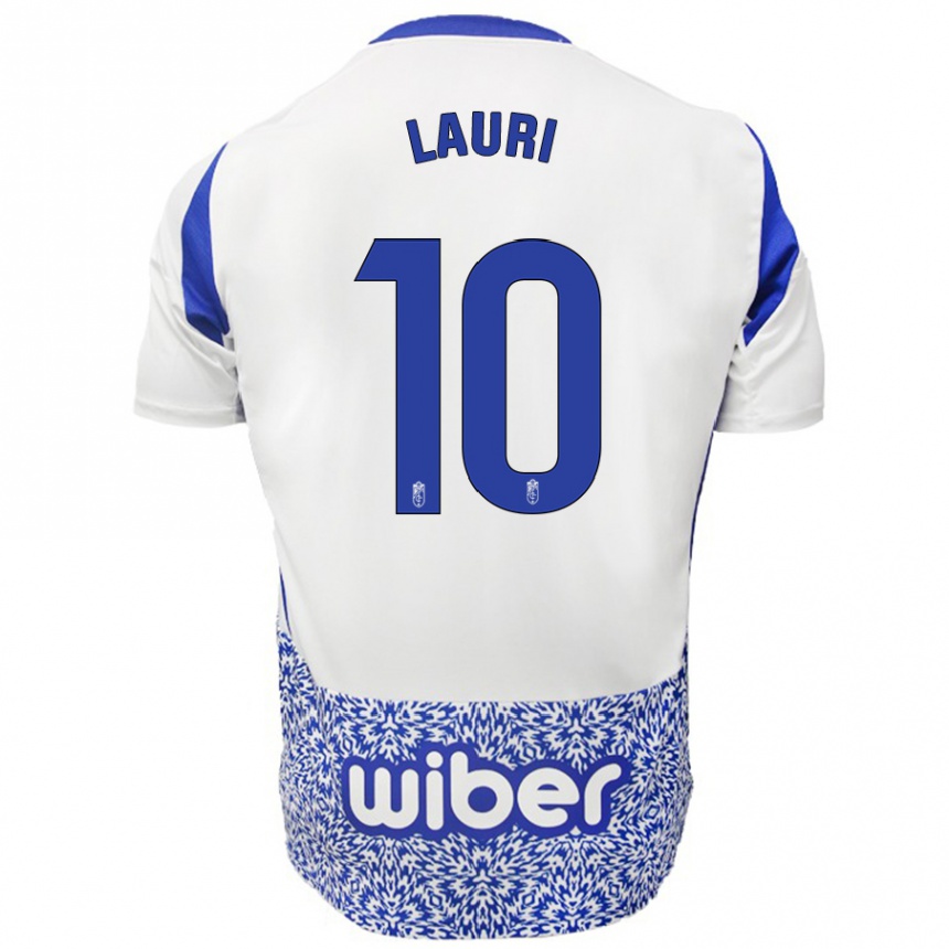 Gyermek Labdarúgás Lauri #10 Fehér Kék Idegenbeli Jersey 2024/25 Mez Póló Ing