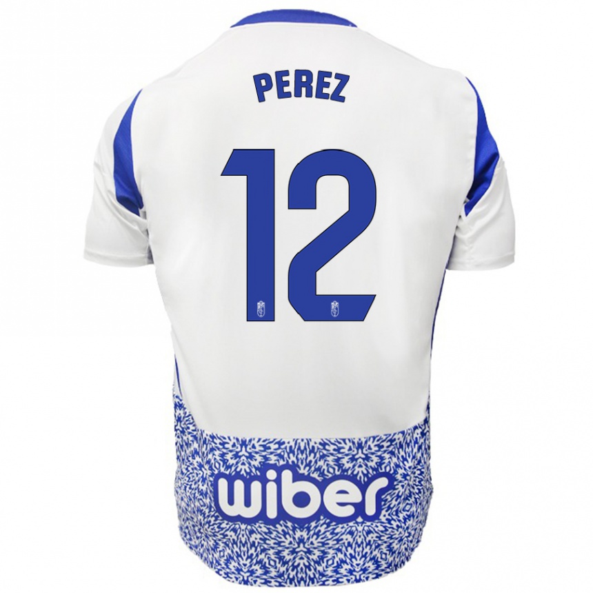 Gyermek Labdarúgás Alba Pérez #12 Fehér Kék Idegenbeli Jersey 2024/25 Mez Póló Ing