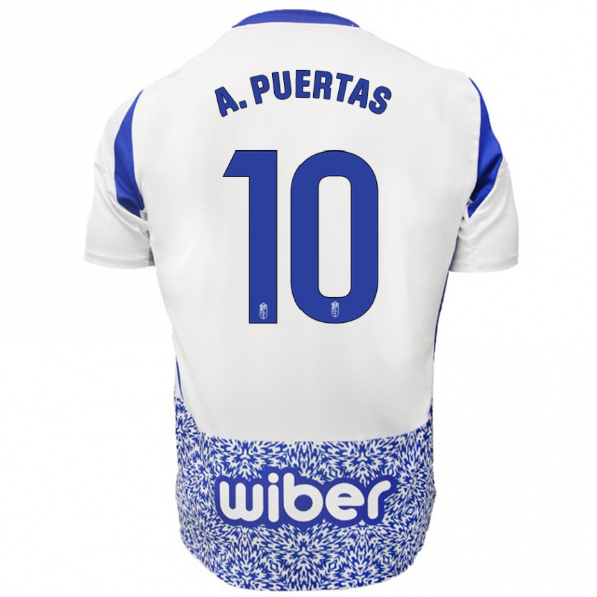 Gyermek Labdarúgás Antonio Puertas #10 Fehér Kék Idegenbeli Jersey 2024/25 Mez Póló Ing