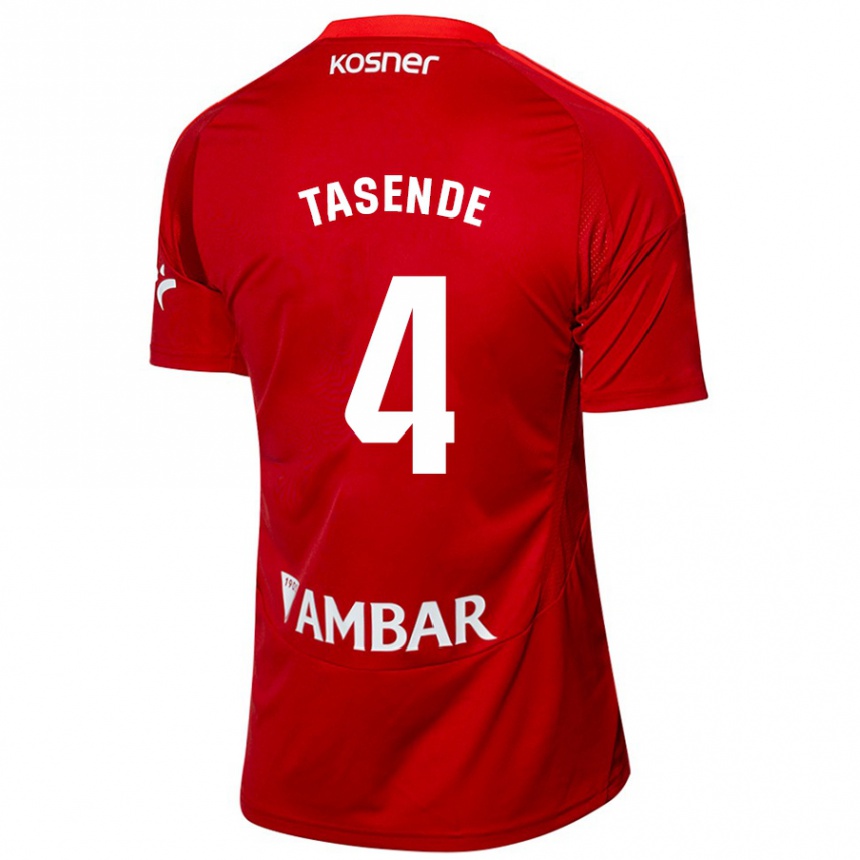 Gyermek Labdarúgás Dani Tasende #4 Fehér Kék Idegenbeli Jersey 2024/25 Mez Póló Ing