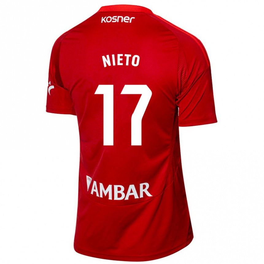 Gyermek Labdarúgás Carlos Nieto #17 Fehér Kék Idegenbeli Jersey 2024/25 Mez Póló Ing