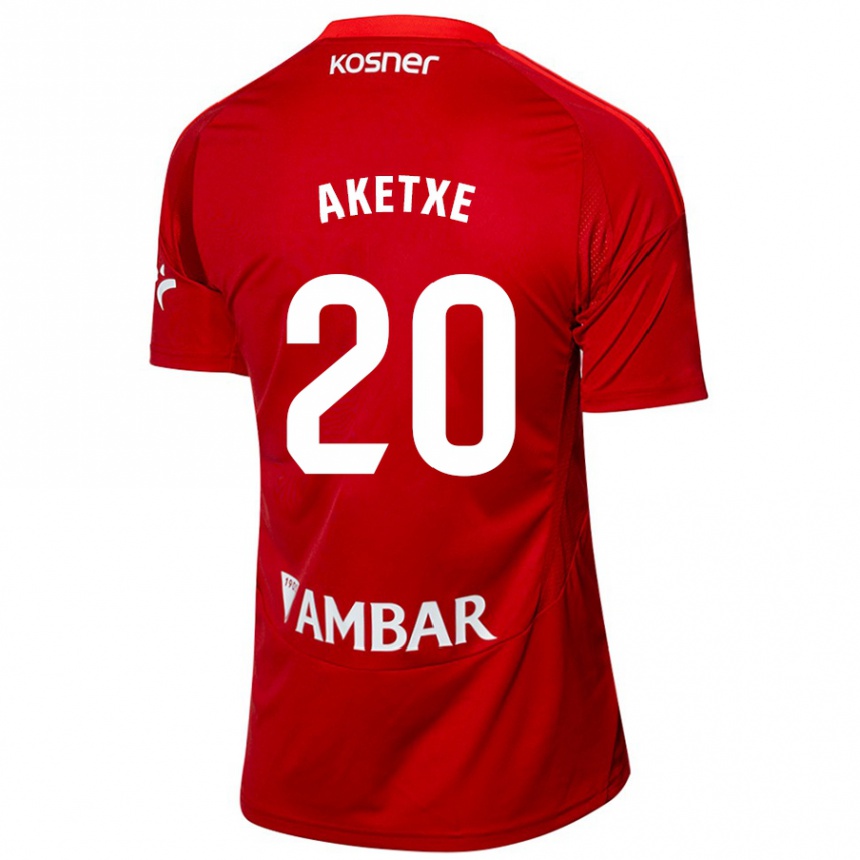 Gyermek Labdarúgás Ager Aketxe #20 Fehér Kék Idegenbeli Jersey 2024/25 Mez Póló Ing