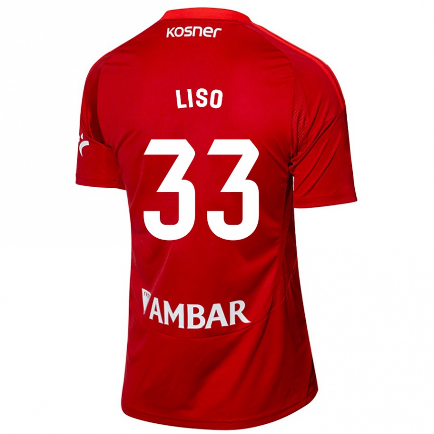 Gyermek Labdarúgás Adrián Liso #33 Fehér Kék Idegenbeli Jersey 2024/25 Mez Póló Ing