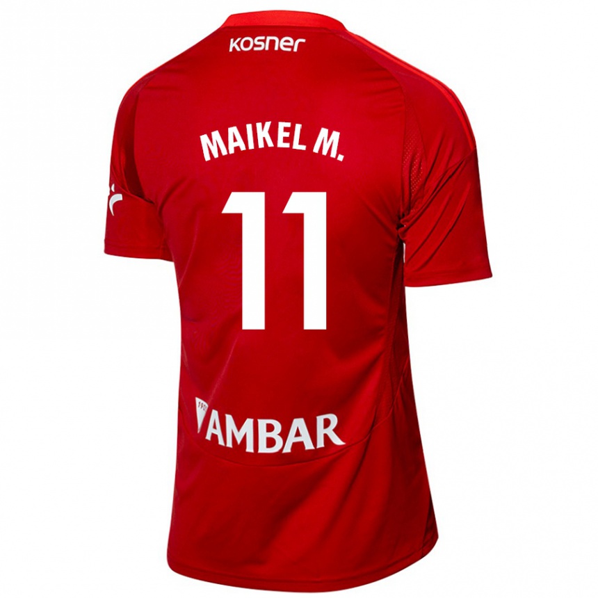 Gyermek Labdarúgás Maikel Mesa #11 Fehér Kék Idegenbeli Jersey 2024/25 Mez Póló Ing