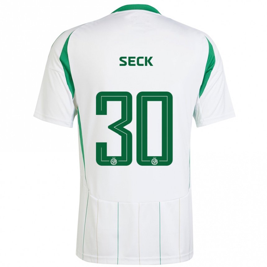 Gyermek Labdarúgás Abdoulaye Seck #30 Fehér Zöld Idegenbeli Jersey 2024/25 Mez Póló Ing