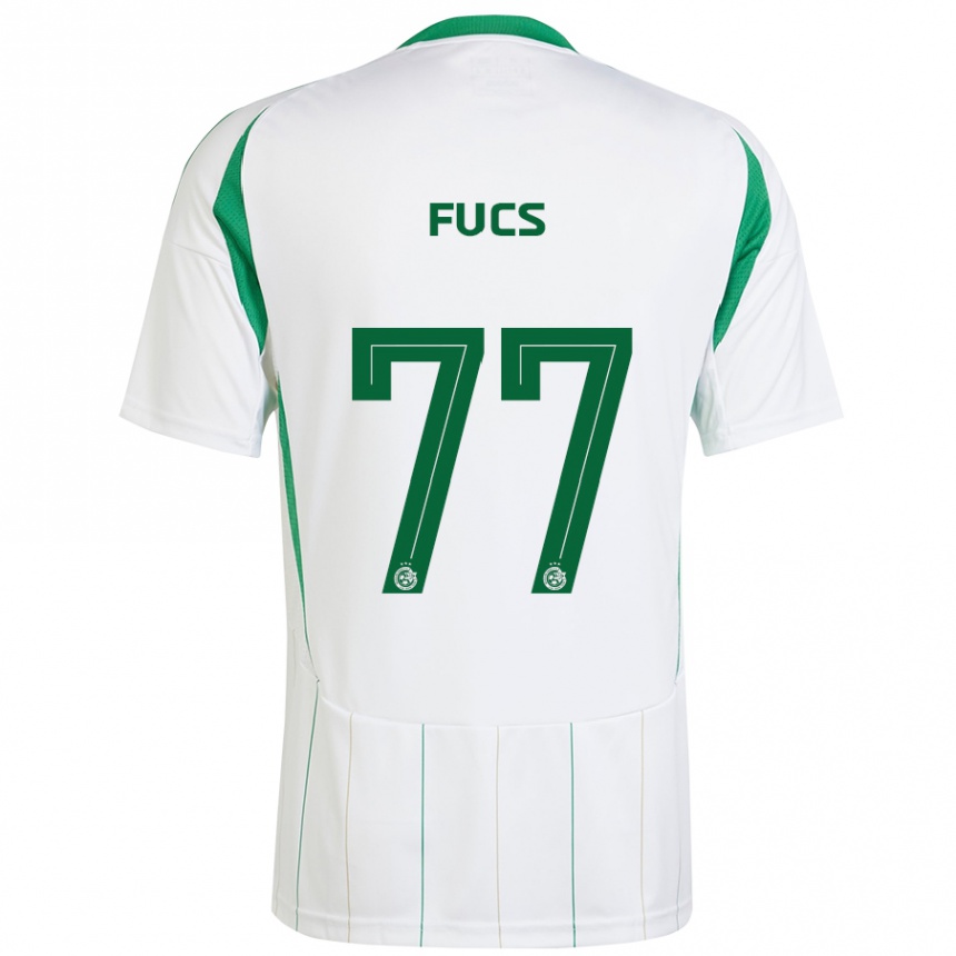 Gyermek Labdarúgás Roee Fucs #77 Fehér Zöld Idegenbeli Jersey 2024/25 Mez Póló Ing