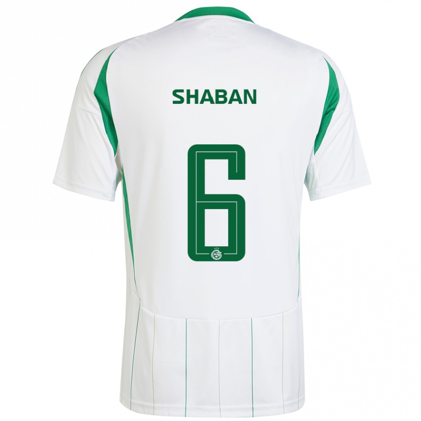 Gyermek Labdarúgás Loay Shaban #6 Fehér Zöld Idegenbeli Jersey 2024/25 Mez Póló Ing