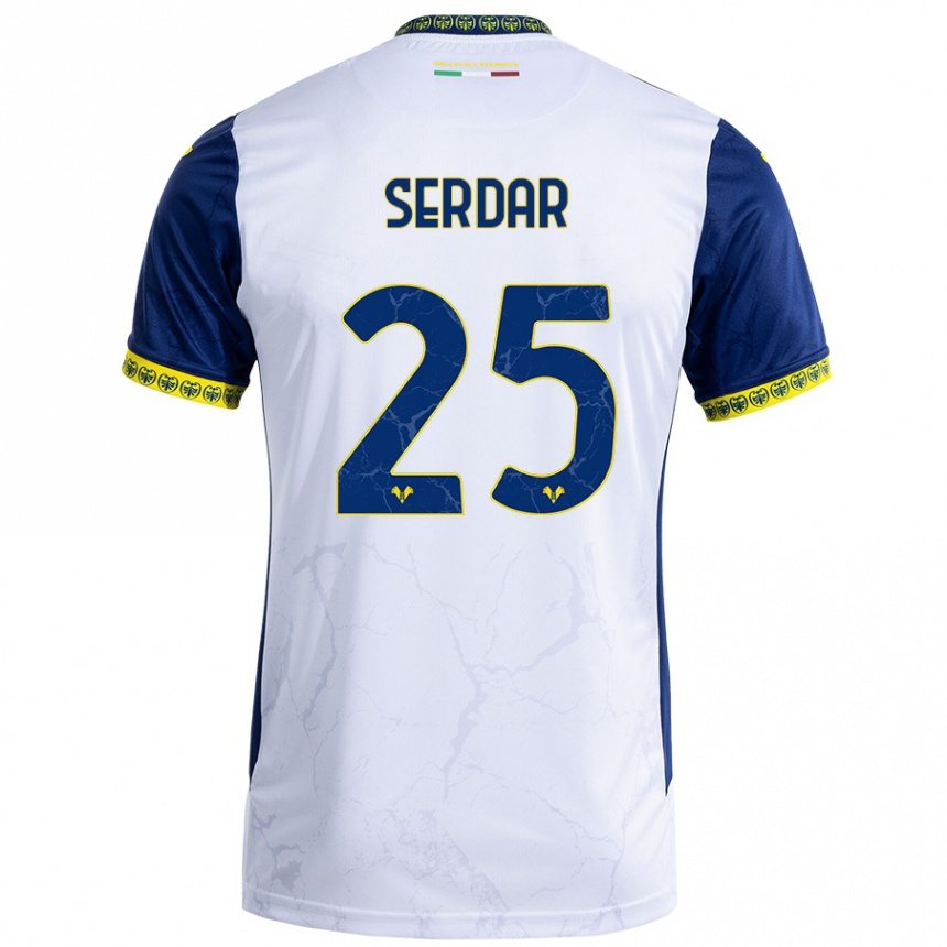 Gyermek Labdarúgás Suat Serdar #25 Fehér Kék Idegenbeli Jersey 2024/25 Mez Póló Ing