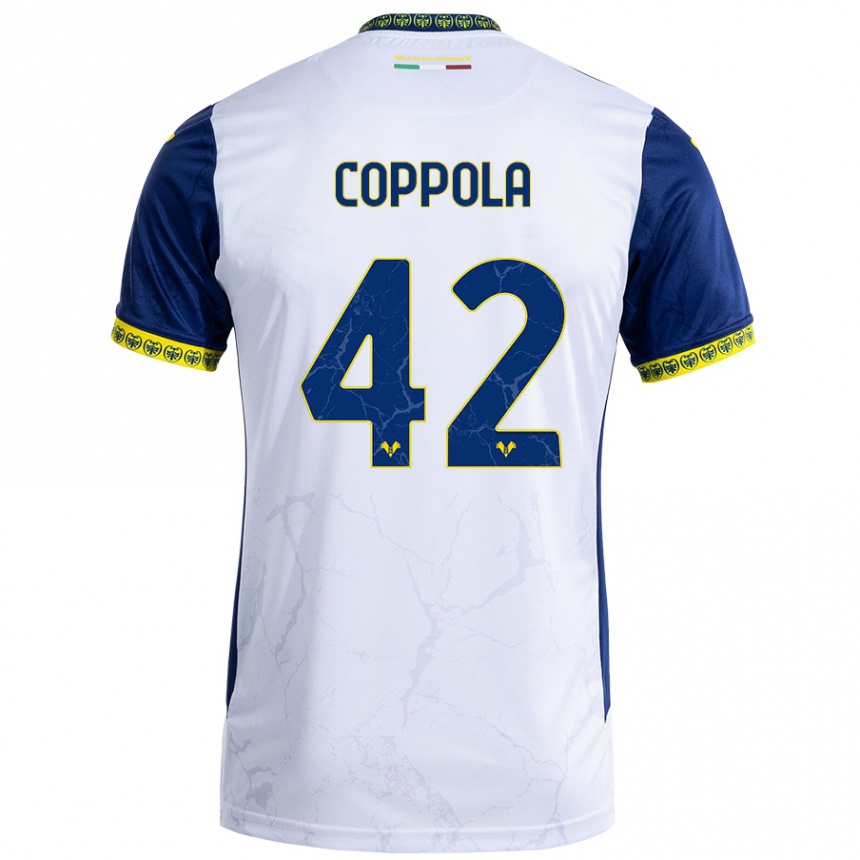 Gyermek Labdarúgás Diego Coppola #42 Fehér Kék Idegenbeli Jersey 2024/25 Mez Póló Ing