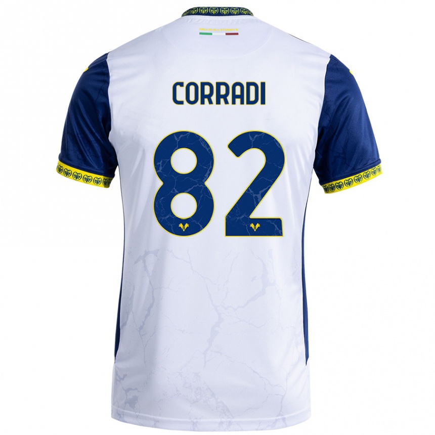 Gyermek Labdarúgás Christian Corradi #82 Fehér Kék Idegenbeli Jersey 2024/25 Mez Póló Ing