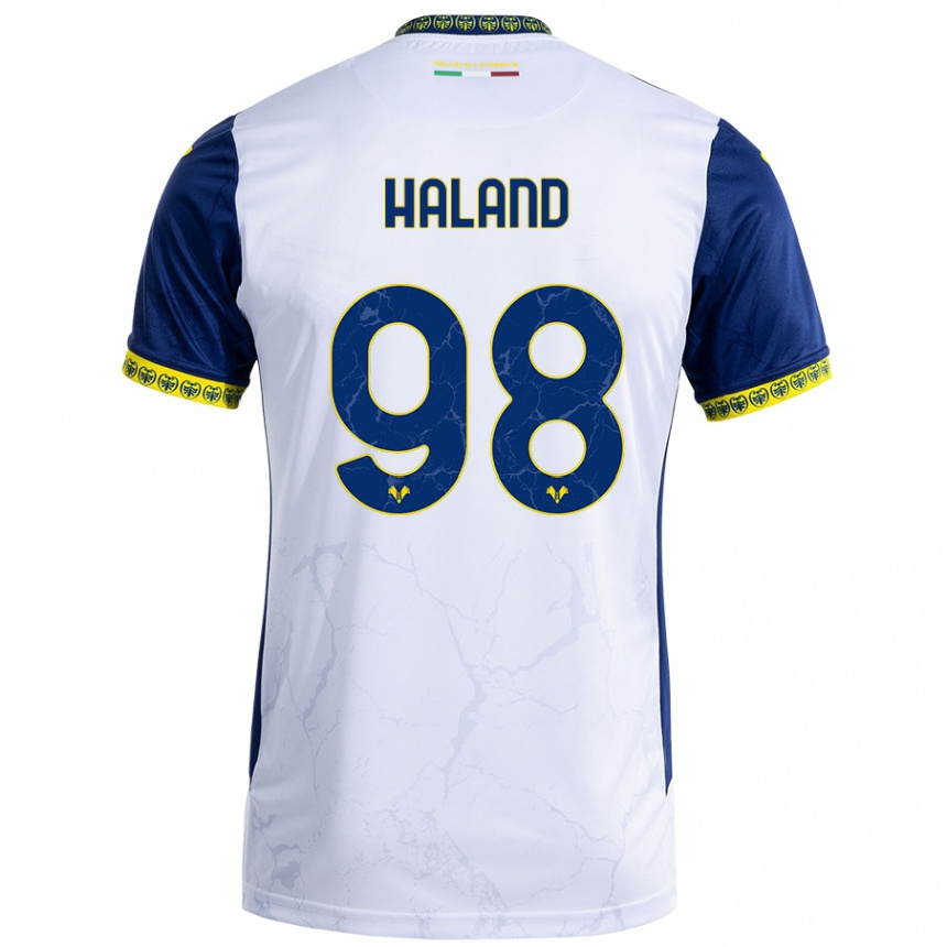 Gyermek Labdarúgás Benedicte Iversen Håland #98 Fehér Kék Idegenbeli Jersey 2024/25 Mez Póló Ing