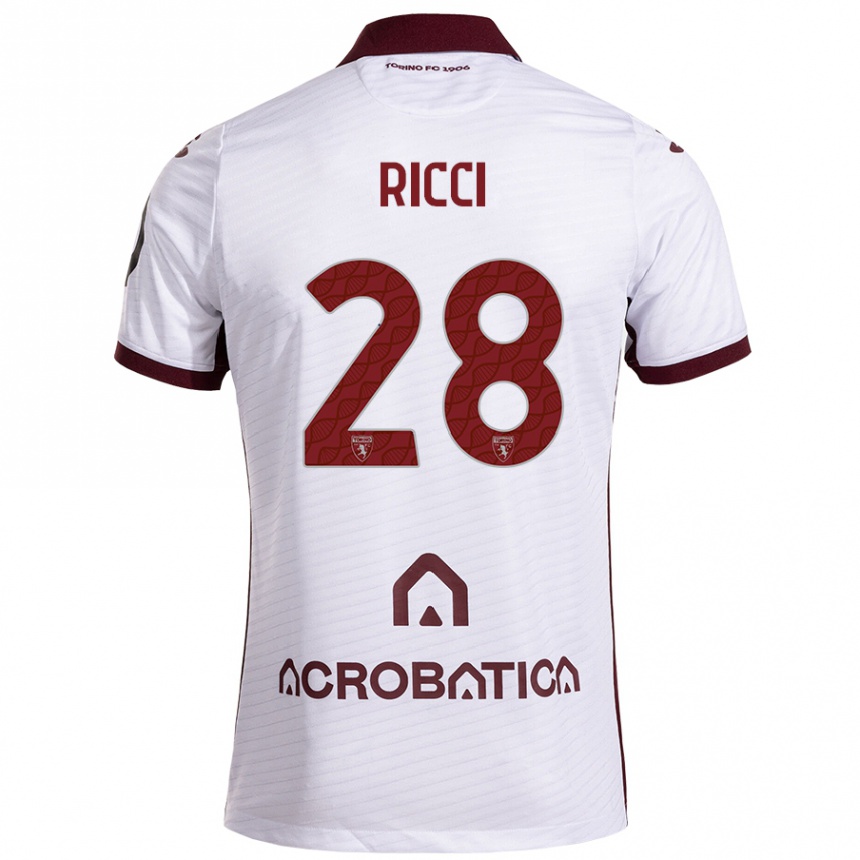 Gyermek Labdarúgás Samuele Ricci #28 Fehér Barna Idegenbeli Jersey 2024/25 Mez Póló Ing