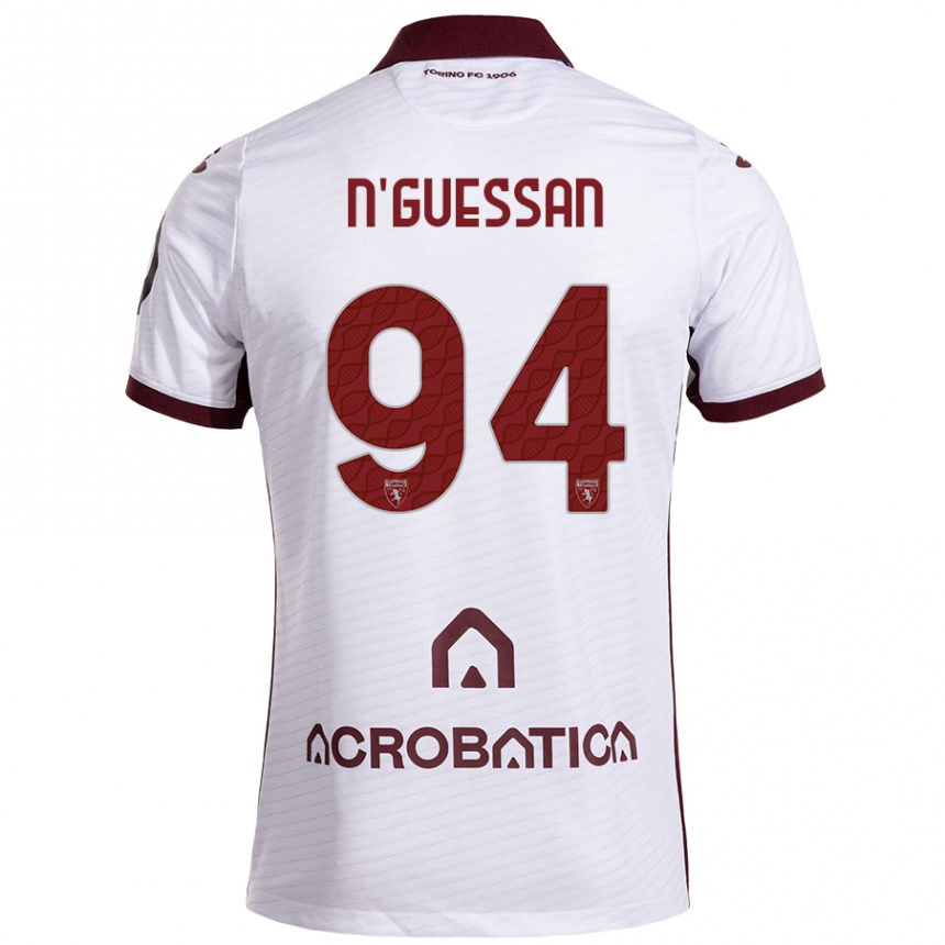 Gyermek Labdarúgás Ange Caumenan N'guessan #94 Fehér Barna Idegenbeli Jersey 2024/25 Mez Póló Ing