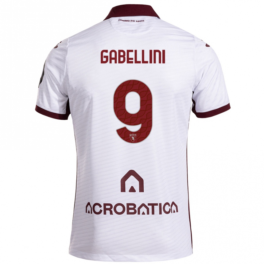 Gyermek Labdarúgás Tommaso Gabellini #9 Fehér Barna Idegenbeli Jersey 2024/25 Mez Póló Ing