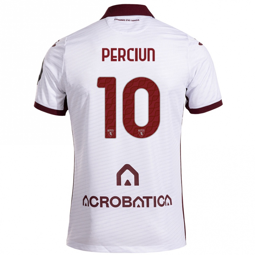 Gyermek Labdarúgás Sergiu Perciun #10 Fehér Barna Idegenbeli Jersey 2024/25 Mez Póló Ing