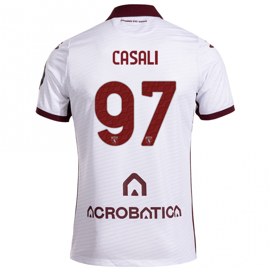 Gyermek Labdarúgás Michele Casali #97 Fehér Barna Idegenbeli Jersey 2024/25 Mez Póló Ing