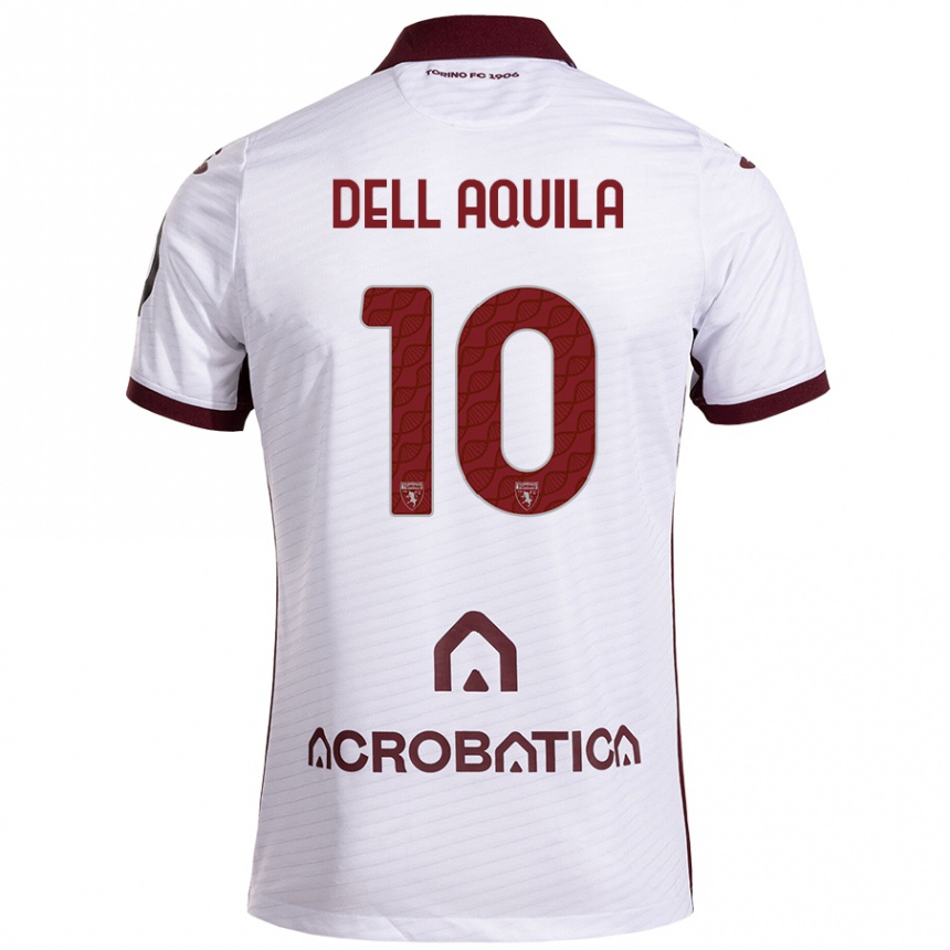 Gyermek Labdarúgás Francesco Dell'aquila #10 Fehér Barna Idegenbeli Jersey 2024/25 Mez Póló Ing