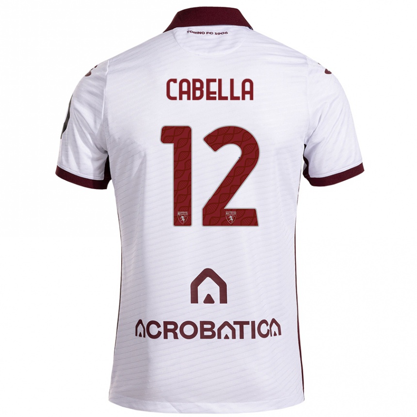 Gyermek Labdarúgás Matteo Cabella #12 Fehér Barna Idegenbeli Jersey 2024/25 Mez Póló Ing