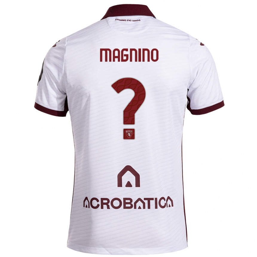 Gyermek Labdarúgás Emanuele Magnino #0 Fehér Barna Idegenbeli Jersey 2024/25 Mez Póló Ing