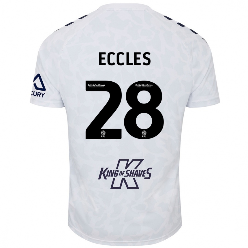 Gyermek Labdarúgás Josh Eccles #28 Fehér Idegenbeli Jersey 2024/25 Mez Póló Ing