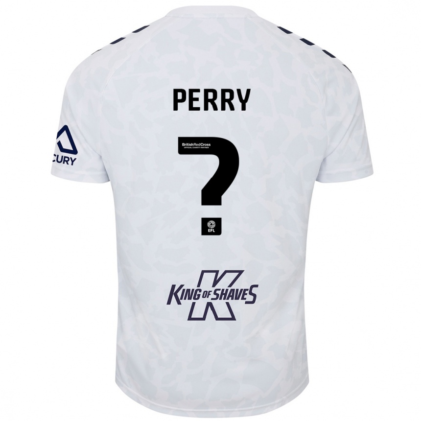 Gyermek Labdarúgás Callum Perry #0 Fehér Idegenbeli Jersey 2024/25 Mez Póló Ing