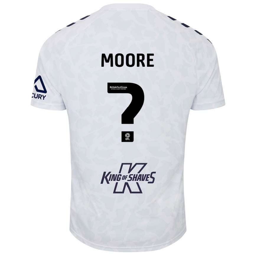 Gyermek Labdarúgás Isaac Moore #0 Fehér Idegenbeli Jersey 2024/25 Mez Póló Ing