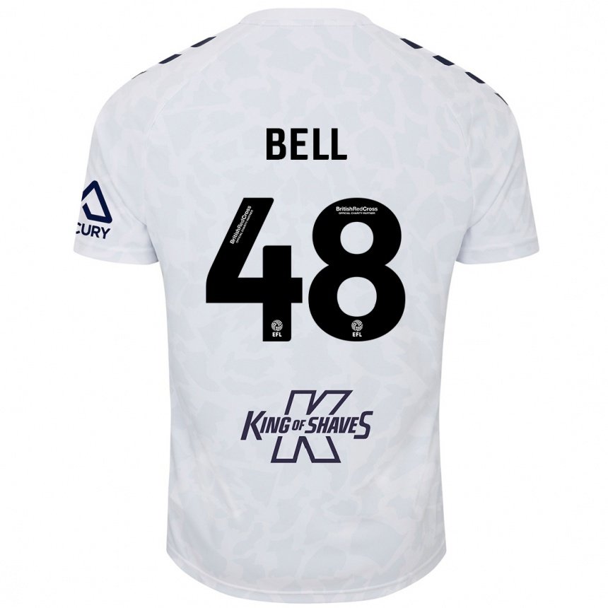 Gyermek Labdarúgás Luke Bell #48 Fehér Idegenbeli Jersey 2024/25 Mez Póló Ing