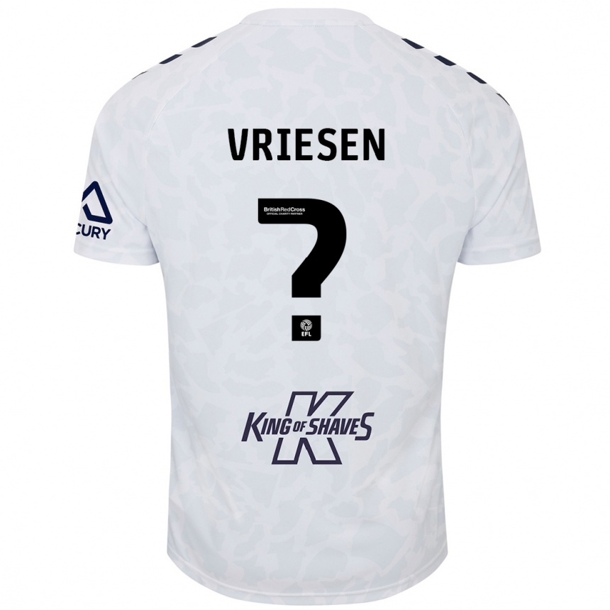 Gyermek Labdarúgás Fabian Vriesen #0 Fehér Idegenbeli Jersey 2024/25 Mez Póló Ing