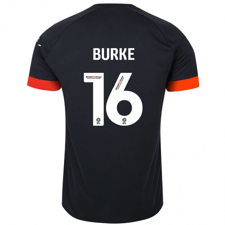 Gyermek Labdarúgás Reece Burke #16 Fekete Narancs Idegenbeli Jersey 2024/25 Mez Póló Ing