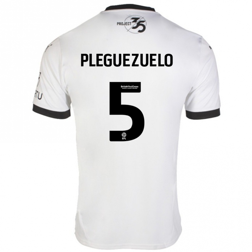 Gyermek Labdarúgás Julio Pleguezuelo #5 Fehér Fekete Idegenbeli Jersey 2024/25 Mez Póló Ing