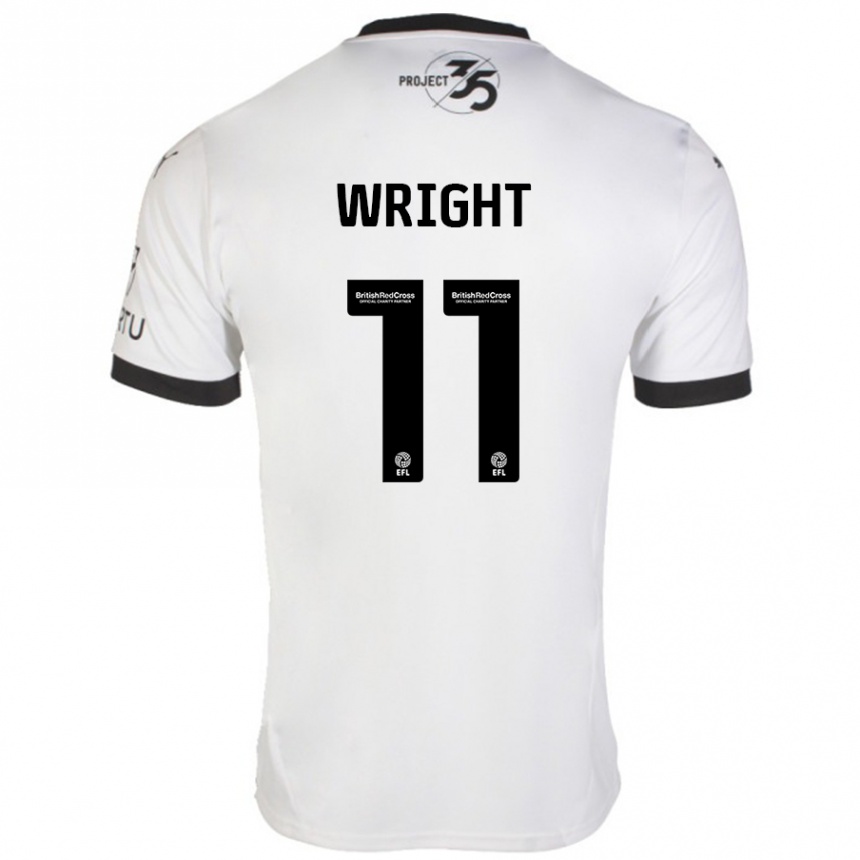 Gyermek Labdarúgás Callum Wright #11 Fehér Fekete Idegenbeli Jersey 2024/25 Mez Póló Ing