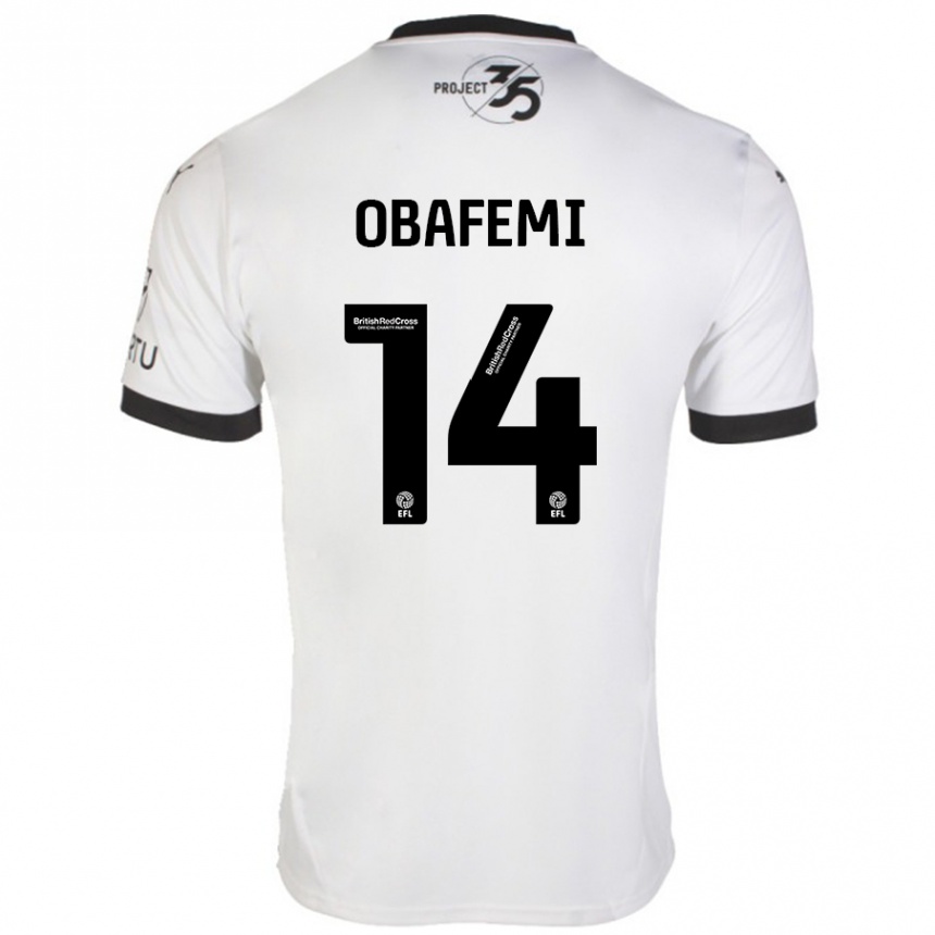 Gyermek Labdarúgás Michael Obafemi #14 Fehér Fekete Idegenbeli Jersey 2024/25 Mez Póló Ing