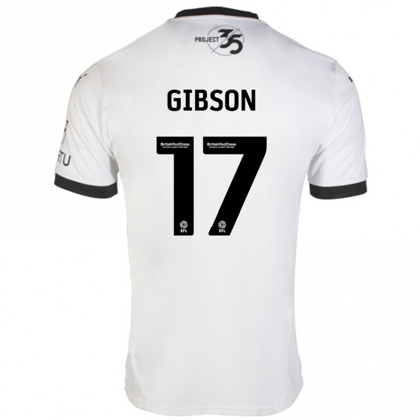 Gyermek Labdarúgás Lewis Gibson #17 Fehér Fekete Idegenbeli Jersey 2024/25 Mez Póló Ing