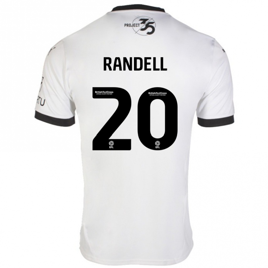 Gyermek Labdarúgás Adam Randell #20 Fehér Fekete Idegenbeli Jersey 2024/25 Mez Póló Ing