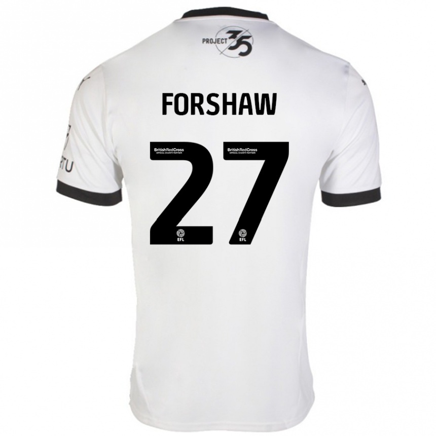 Gyermek Labdarúgás Adam Forshaw #27 Fehér Fekete Idegenbeli Jersey 2024/25 Mez Póló Ing