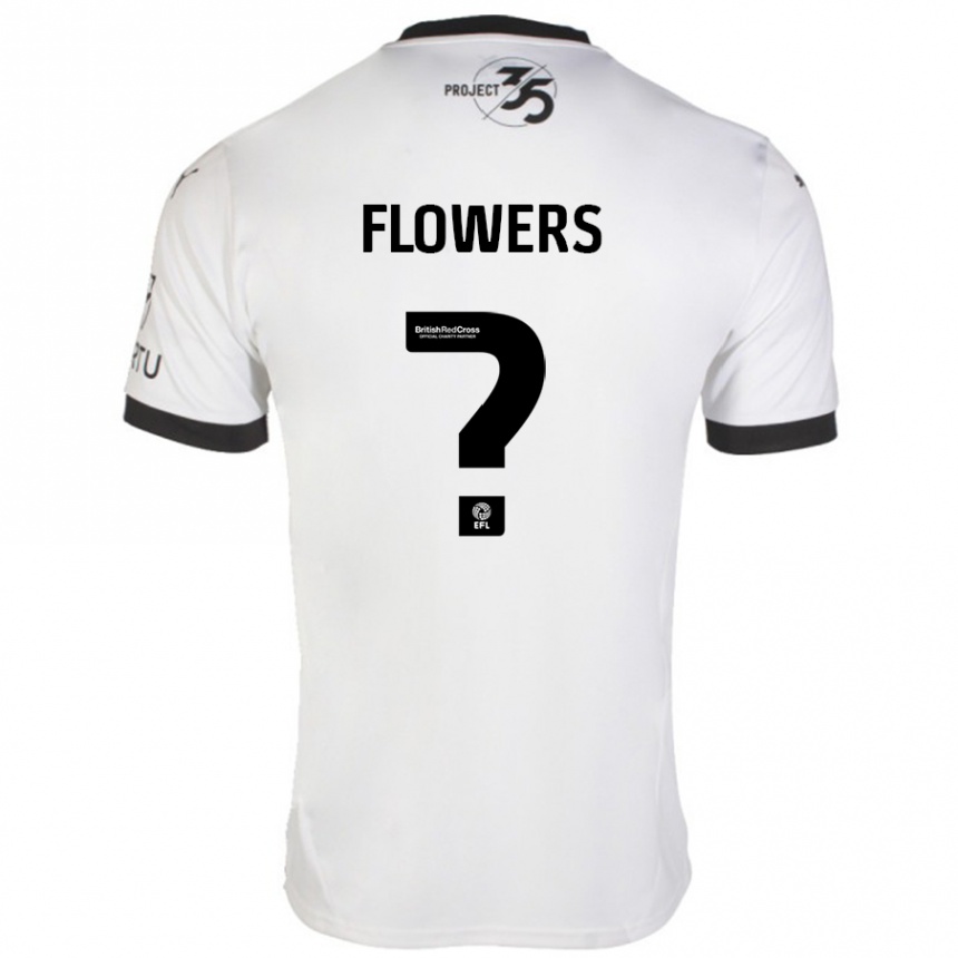 Gyermek Labdarúgás Lewis Flowers #0 Fehér Fekete Idegenbeli Jersey 2024/25 Mez Póló Ing